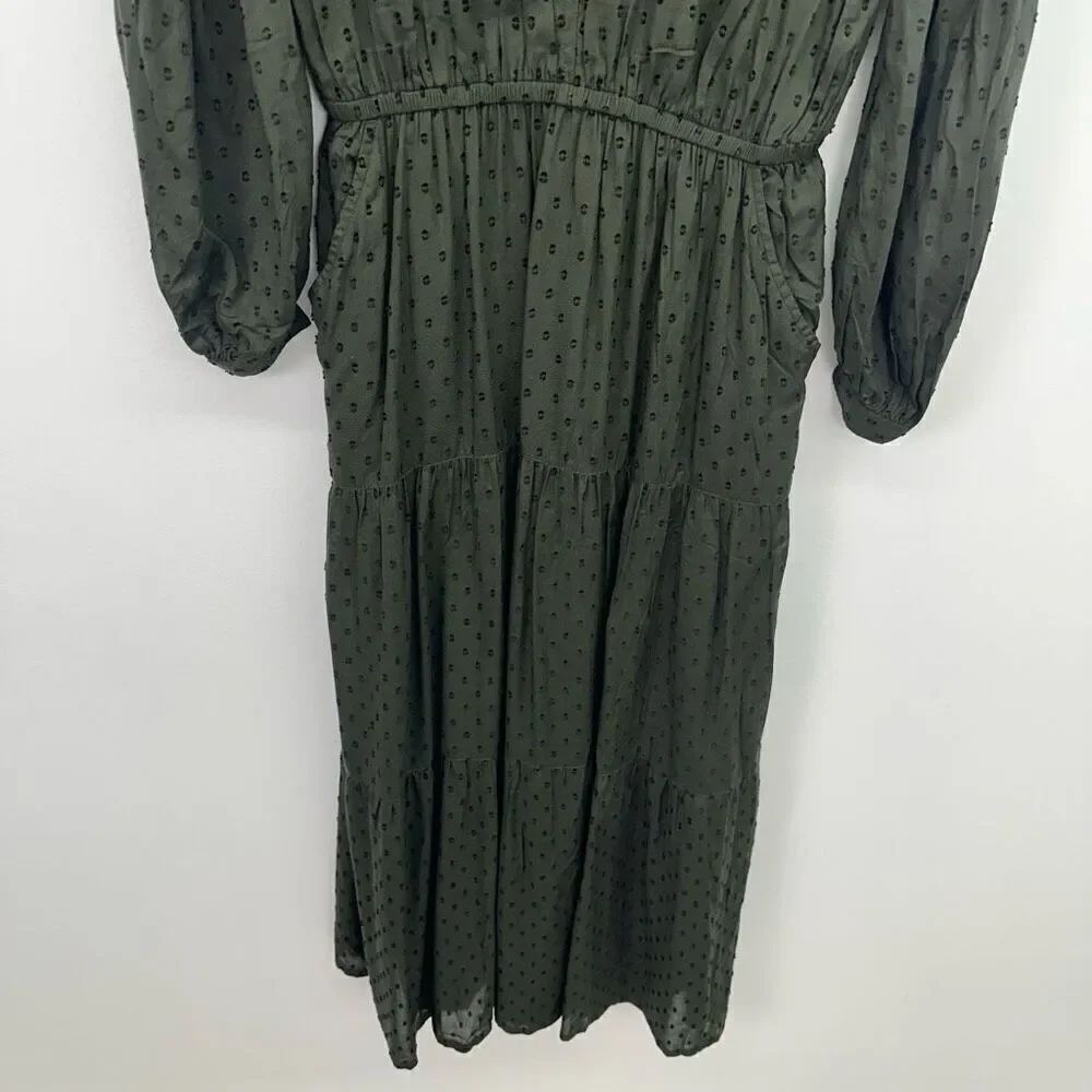Garnet Hill Women’s Nori Pine Green Ballad Swiss-Dot Maxi Dress - Picture 8 of 13